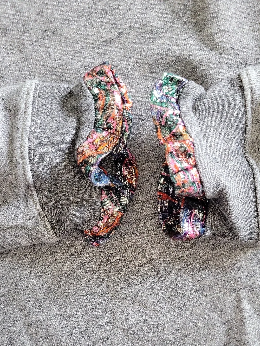 J. Crew Gray Floral Metallic Trim Ruffleneck Sweatshirt Size L